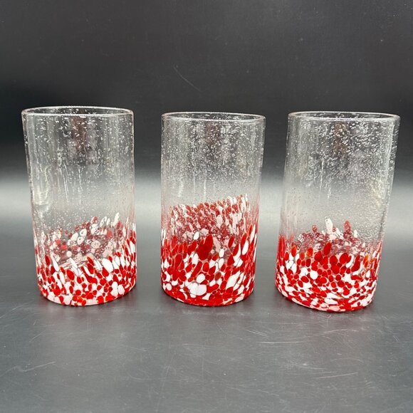 St Nicholas Square Jolly Confetti Tumblers Red White Christmas Set Of 3 Glasses - Picture 3 of 7